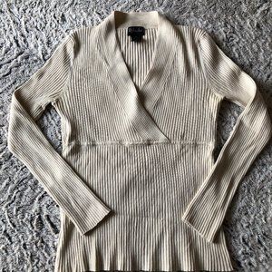 Off-white Rafaella silk blend long sleeve ribbed top